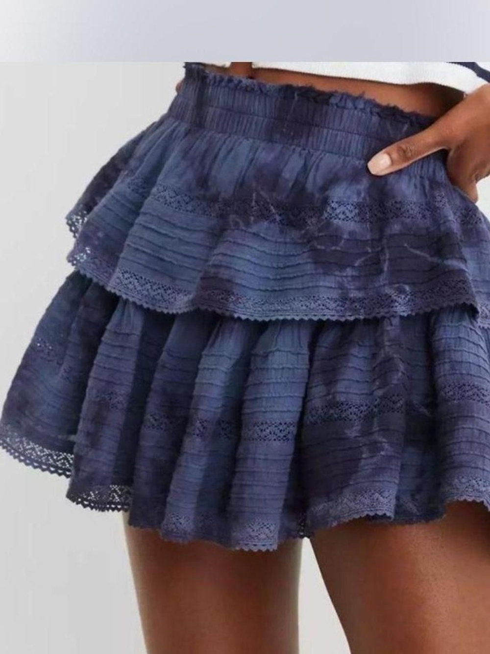 Aerie Rock'n Ruffle Tie Dye Women’s Tiered Lace Mini Skirt